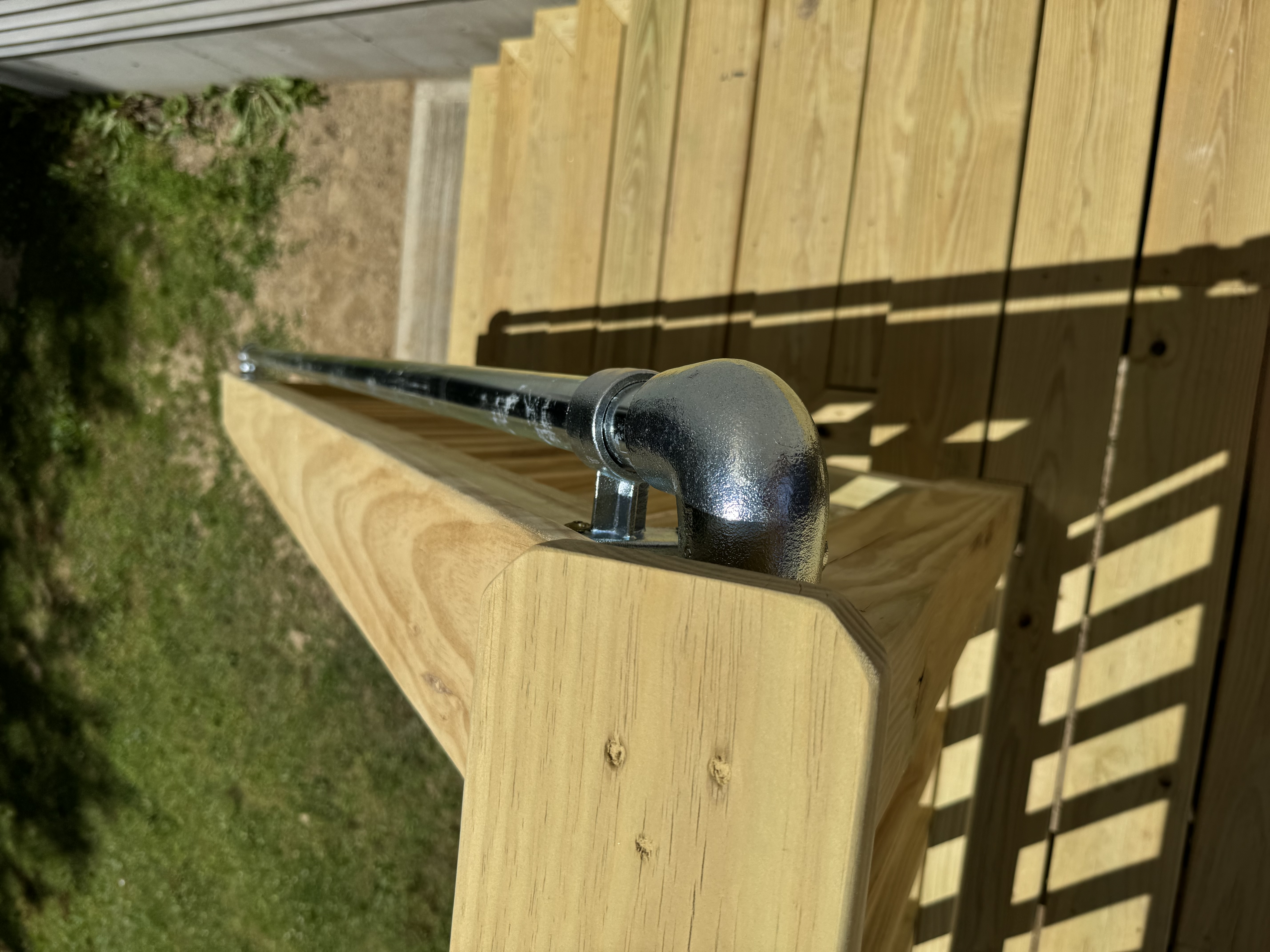 installed handrail up steps